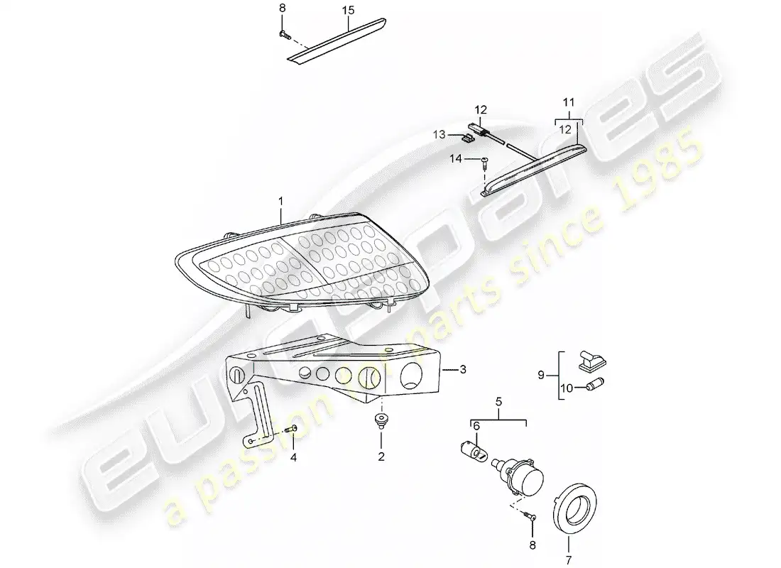 porsche 2006 (carrera gt) rear light - license plate light - additional brake light parts diagram