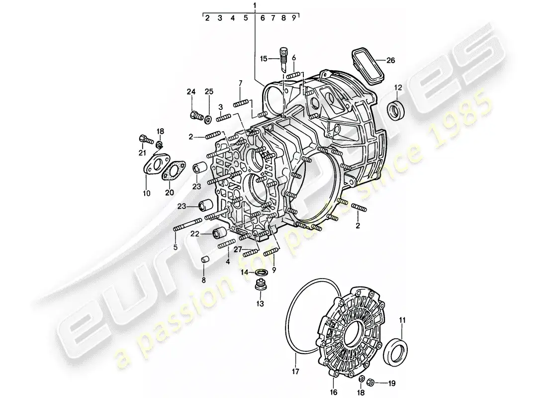 porsche 1987 (911) replacement transmission - transmission case parts diagram