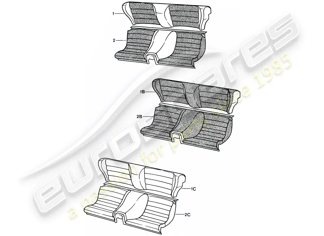 porsche 1988 (924s) emergency seat - complete parts diagram