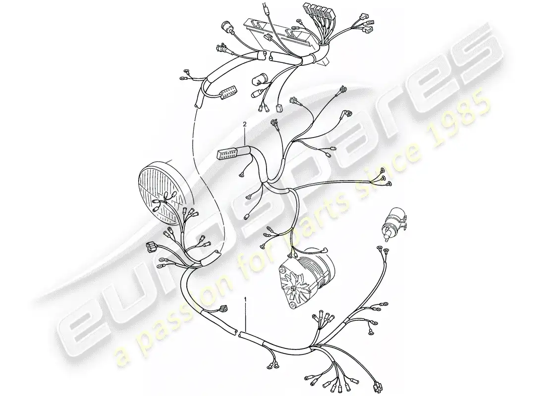 porsche 1981 (928) harness - front luggage compartment - engine parts diagram