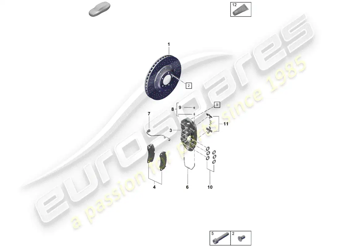 porsche 2019 (718 boxster spyder) disc brakes parts diagram