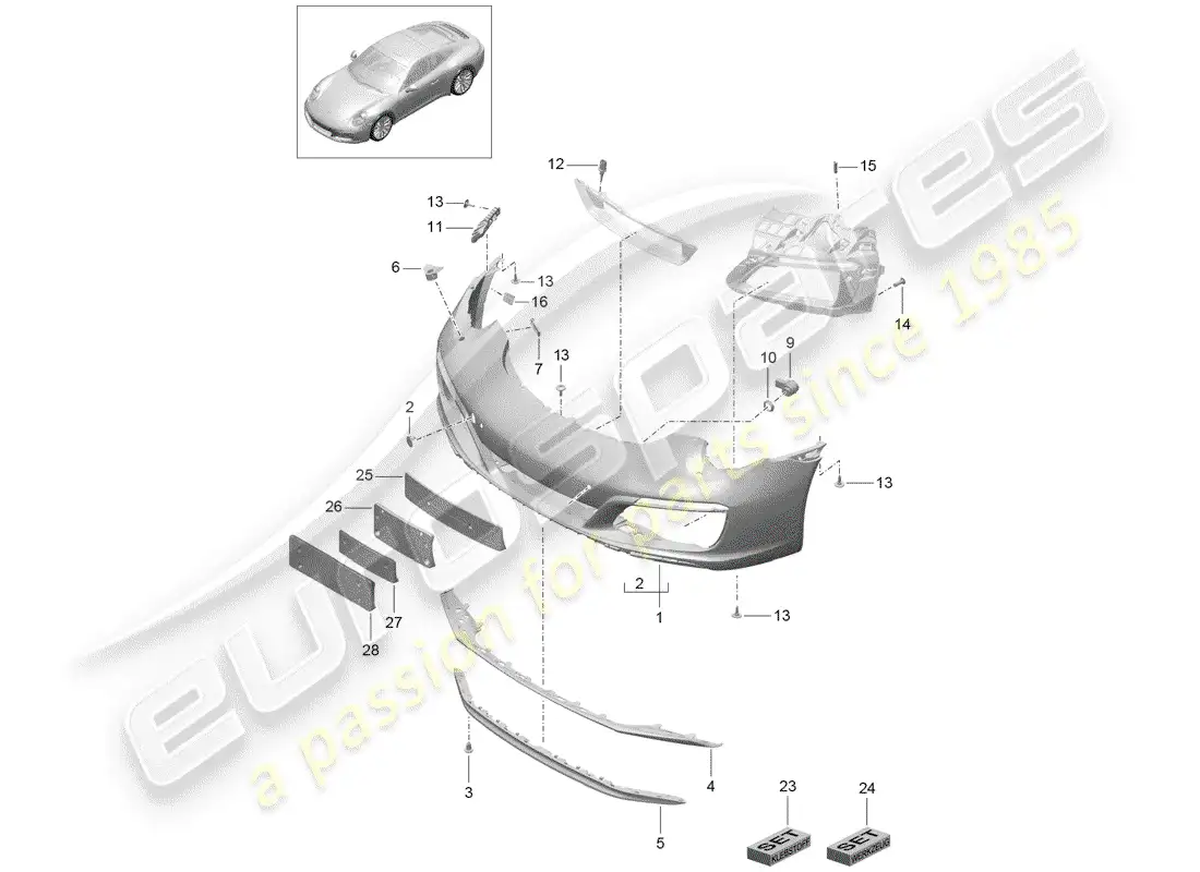 porsche 2017 (991-2) bumper parts diagram
