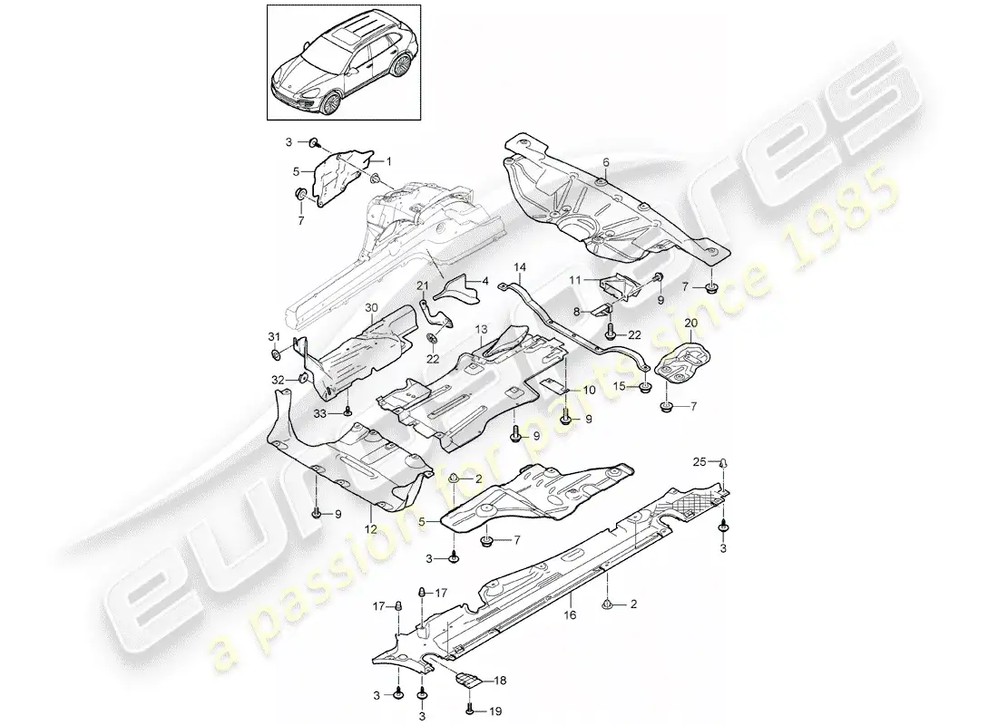 porsche 2013 (cayenne e2 92a) lining parts diagram