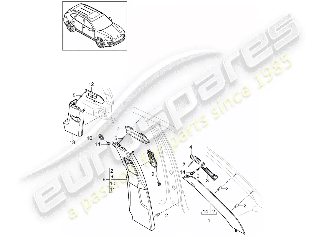 porsche 2012 (cayenne e2 92a) lining parts diagram