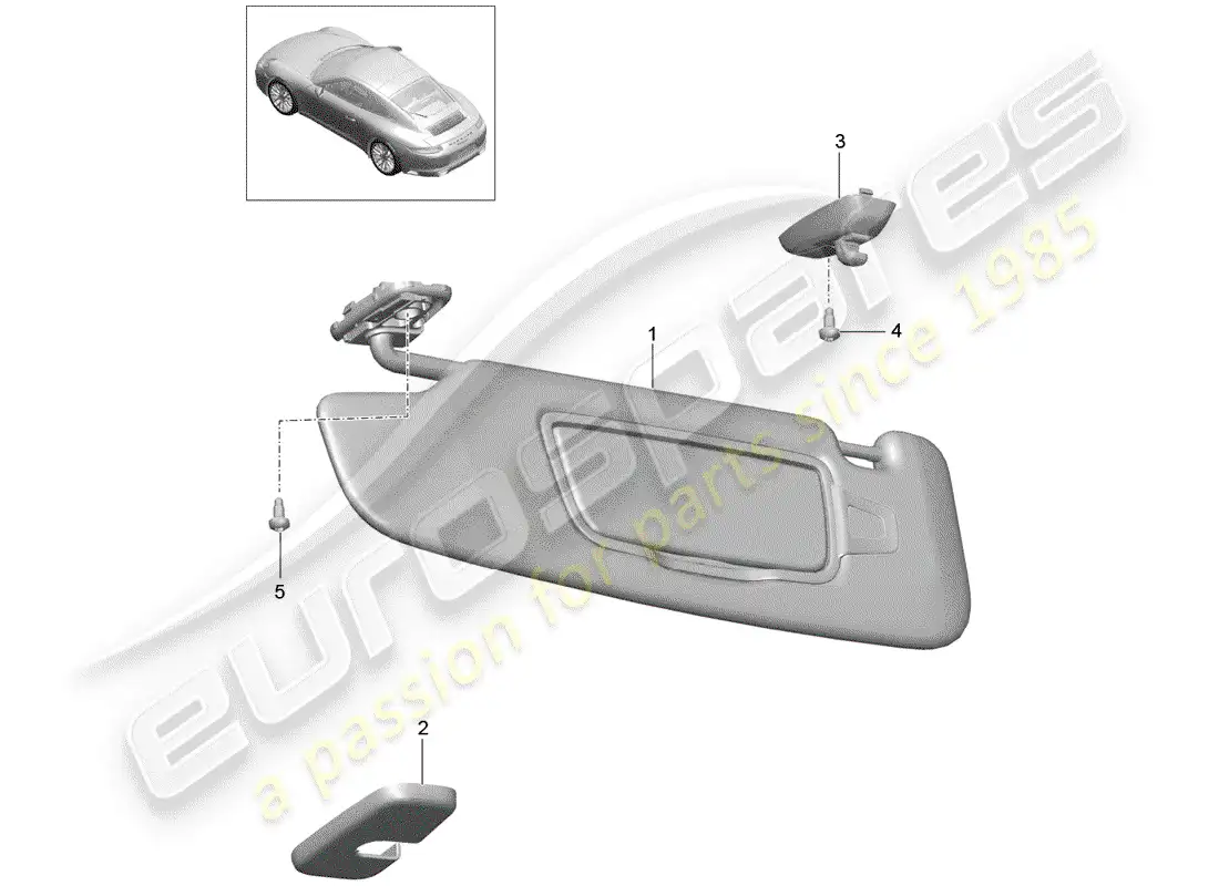 porsche 2019 (991-2) sun vizors parts diagram