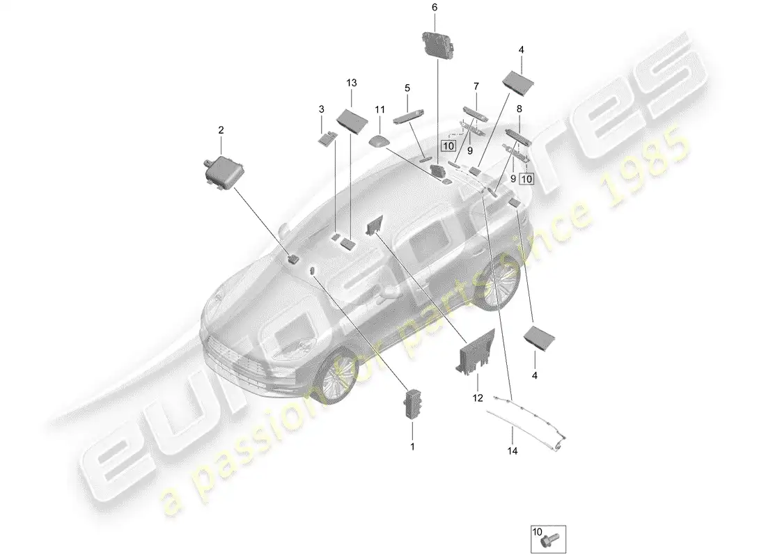 porsche 2020 (macan) antenna part diagram
