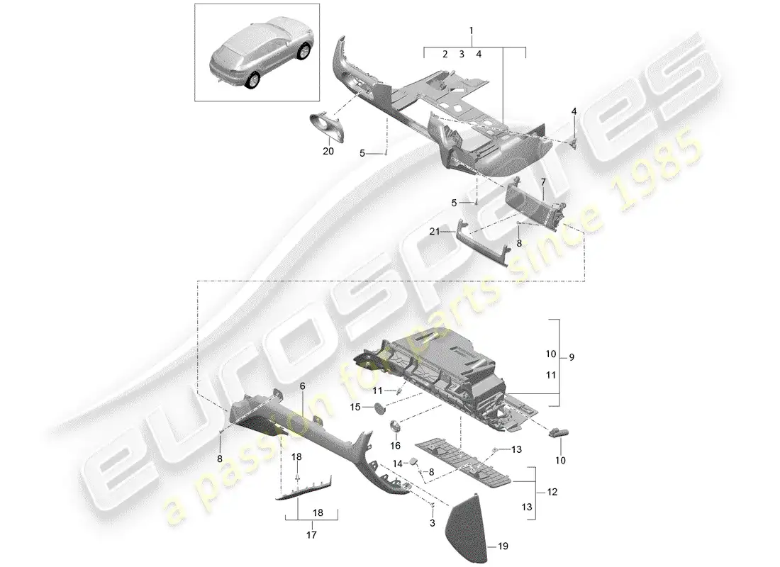 porsche 2014 (macan) glove box parts diagram