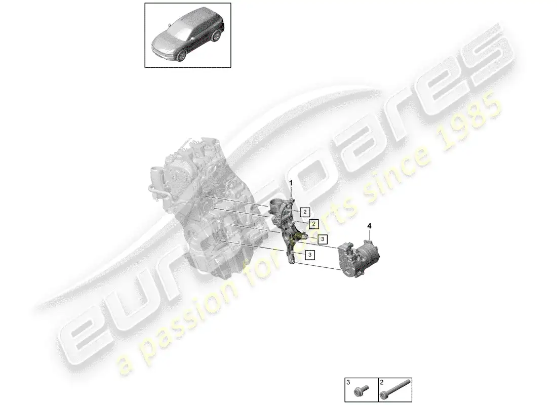 porsche 2019 (cayenne e3 9ya/9yb) v-ribbed belt parts diagram