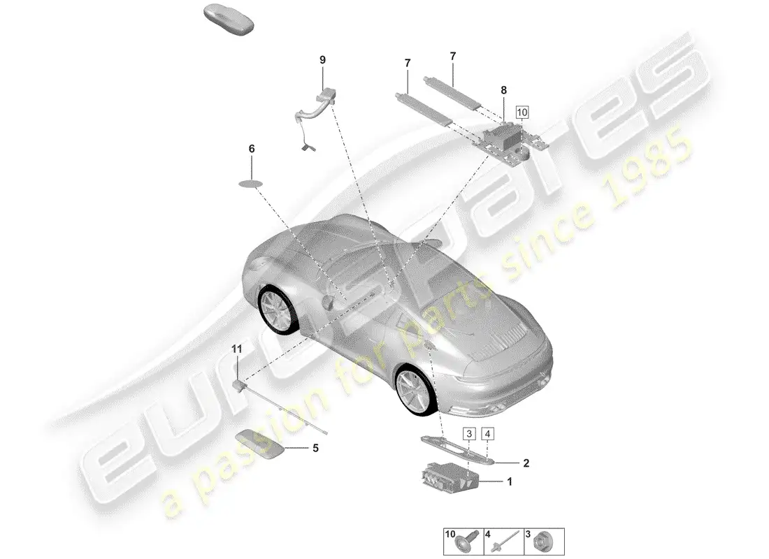 porsche 2020 (992-1) single parts parts diagram