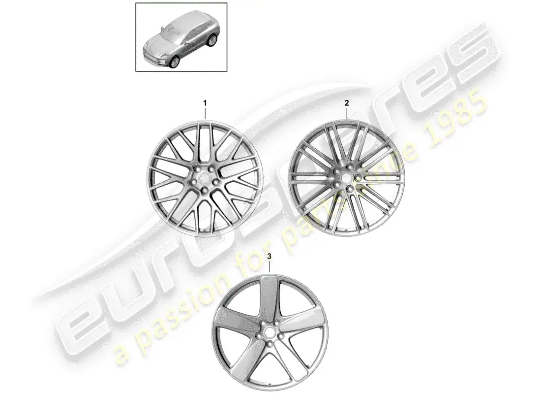 porsche 2019 (macan) alloy wheel parts diagram