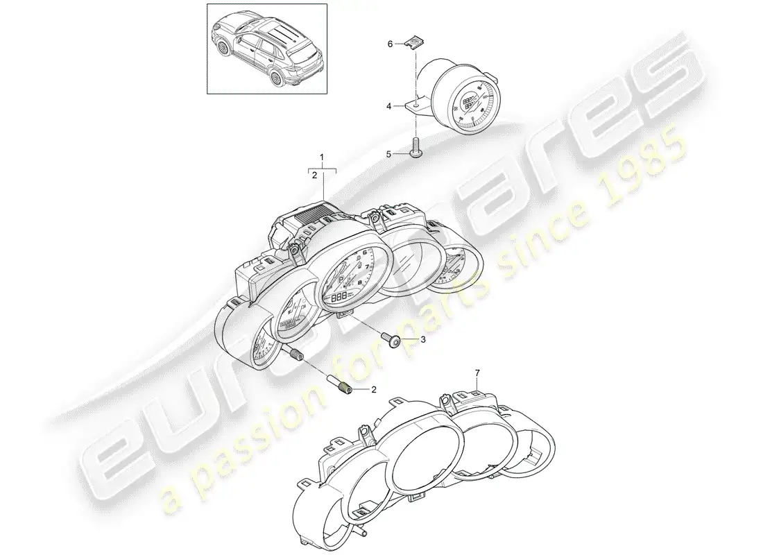 porsche 2013 (cayenne e2 92a) instruments parts diagram