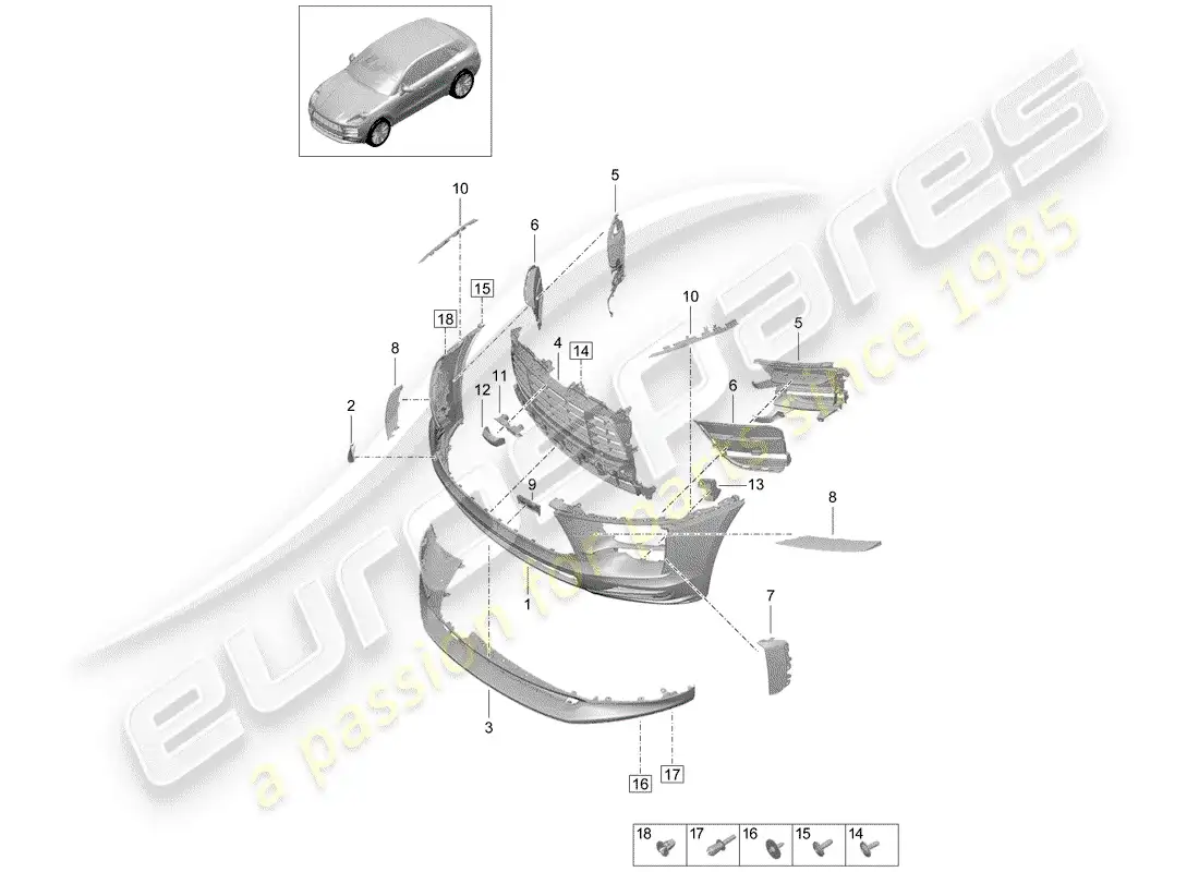 porsche 2020 (macan) bumper part diagram