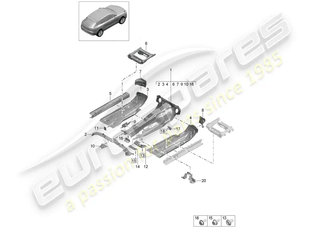porsche 2020 (macan) floor plates part diagram