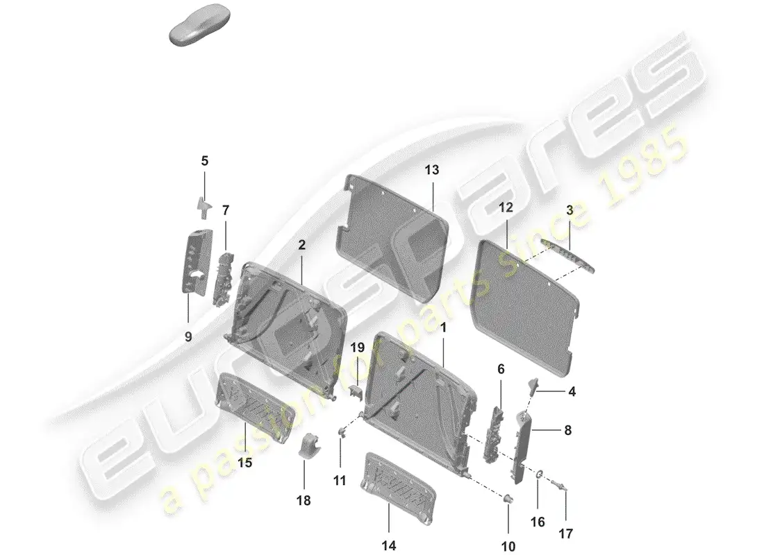 porsche 2020 (992-1) frame - backrest parts diagram