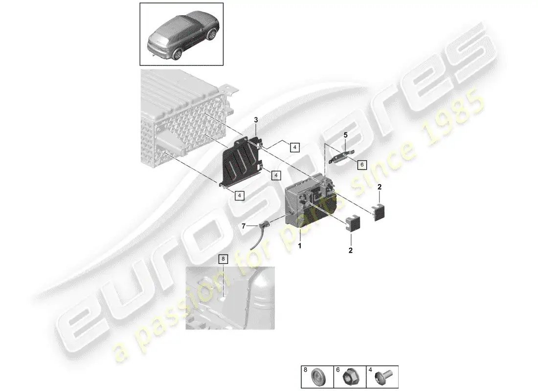 porsche 2020 (cayenne e3 9ya/9yb) battery parts diagram