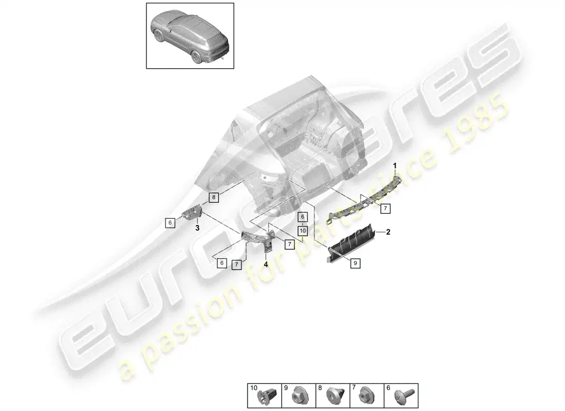 porsche 2020 (cayenne e3 9ya/9yb) fasteners part diagram