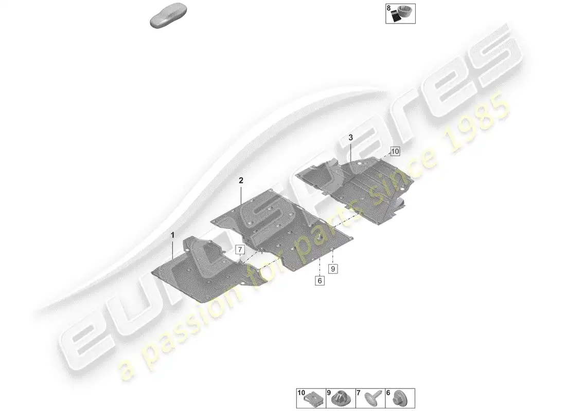 porsche 2019 (992-1) underbody lining parts diagram
