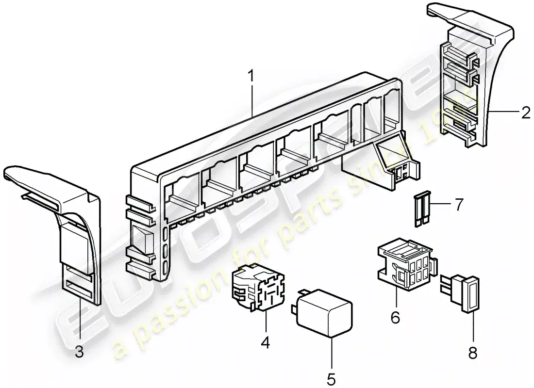 porsche 2008 (987 cayman) fuse box/relay plate parts diagram