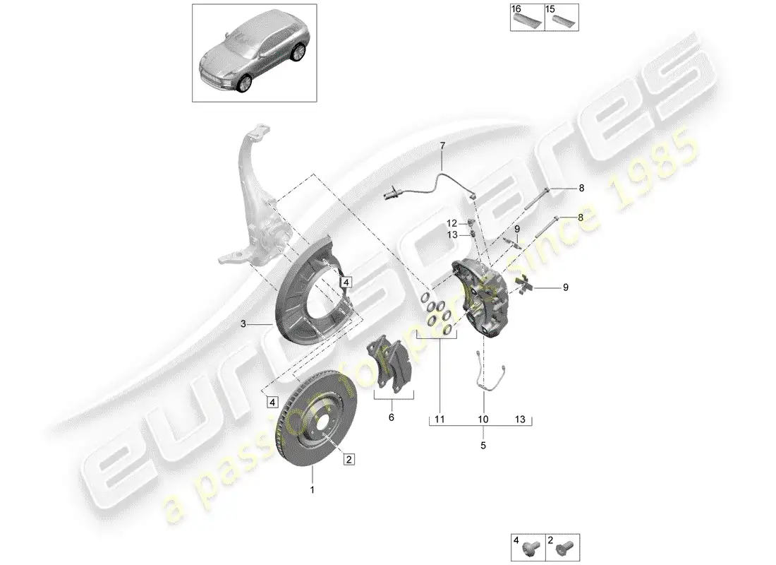 porsche 2020 (macan) disc brakes part diagram