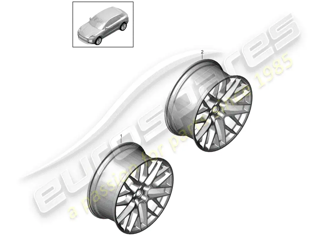 porsche 2020 (macan) alloy wheel part diagram