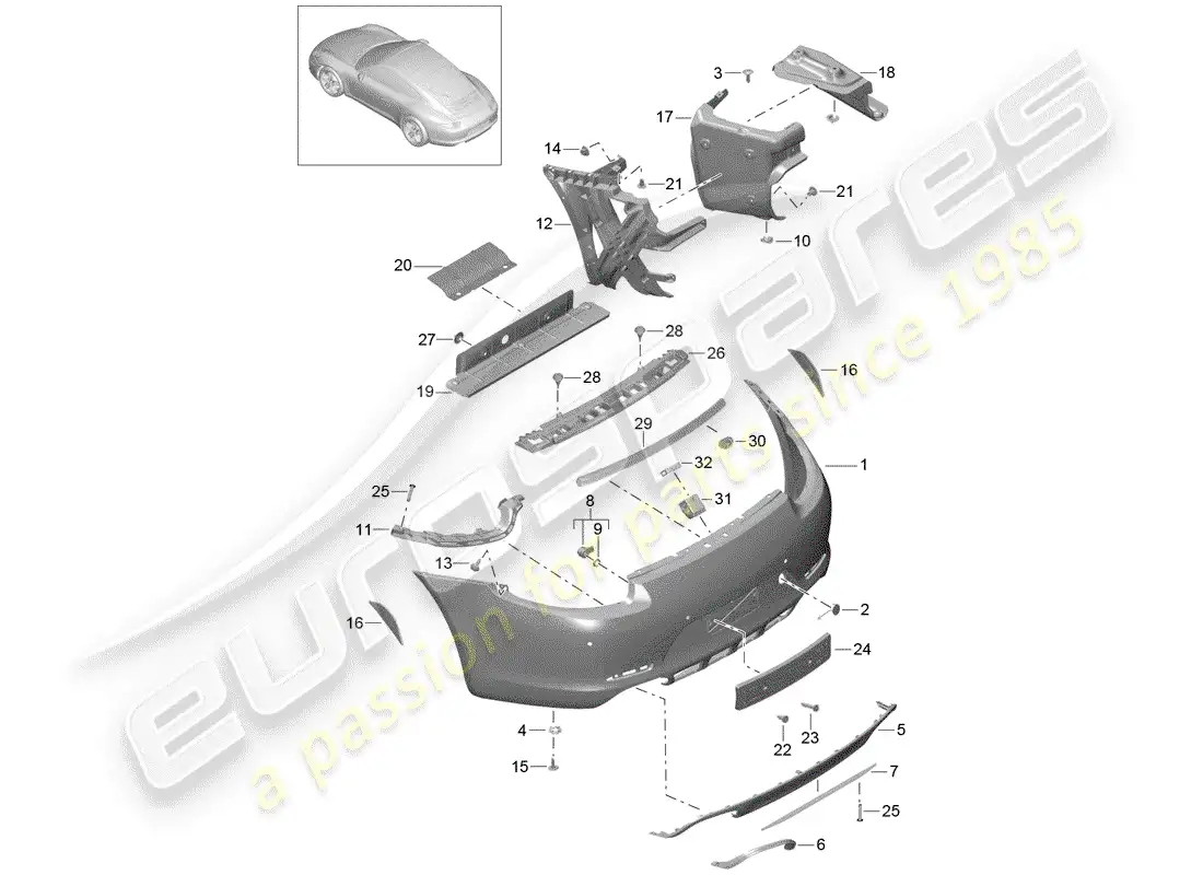porsche 2016 (991-1) bumper parts diagram