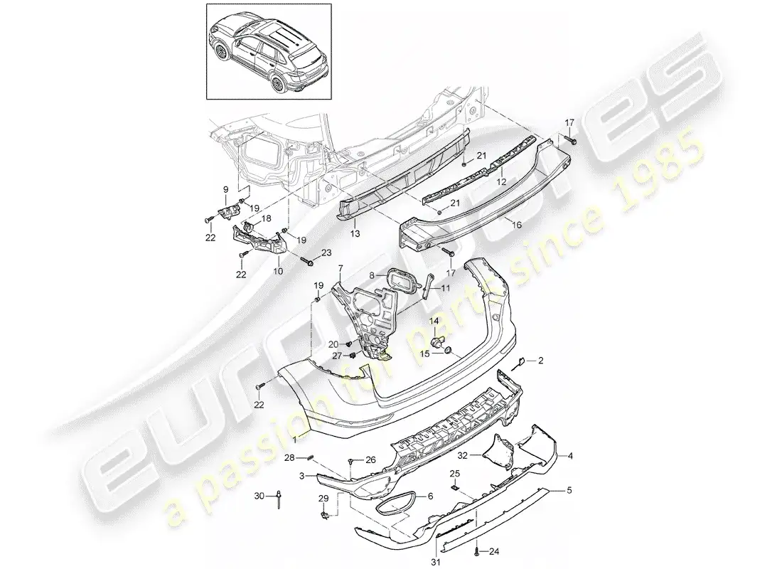 porsche 2012 (cayenne e2 92a) lining parts diagram