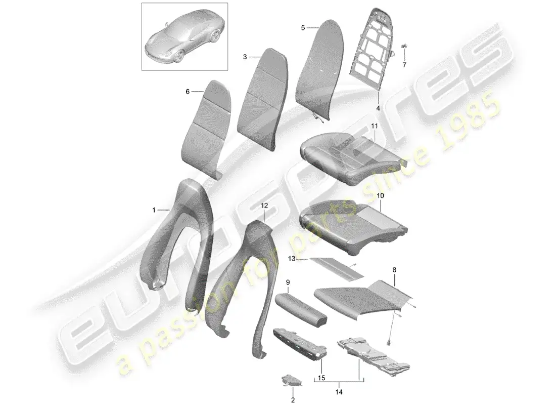 porsche 2013 (991-1) foam part parts diagram