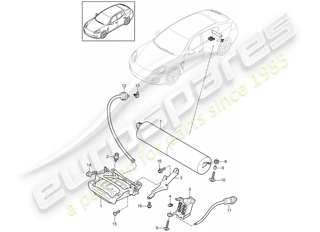 porsche 2016 (panamera 970) self levelling system parts diagram