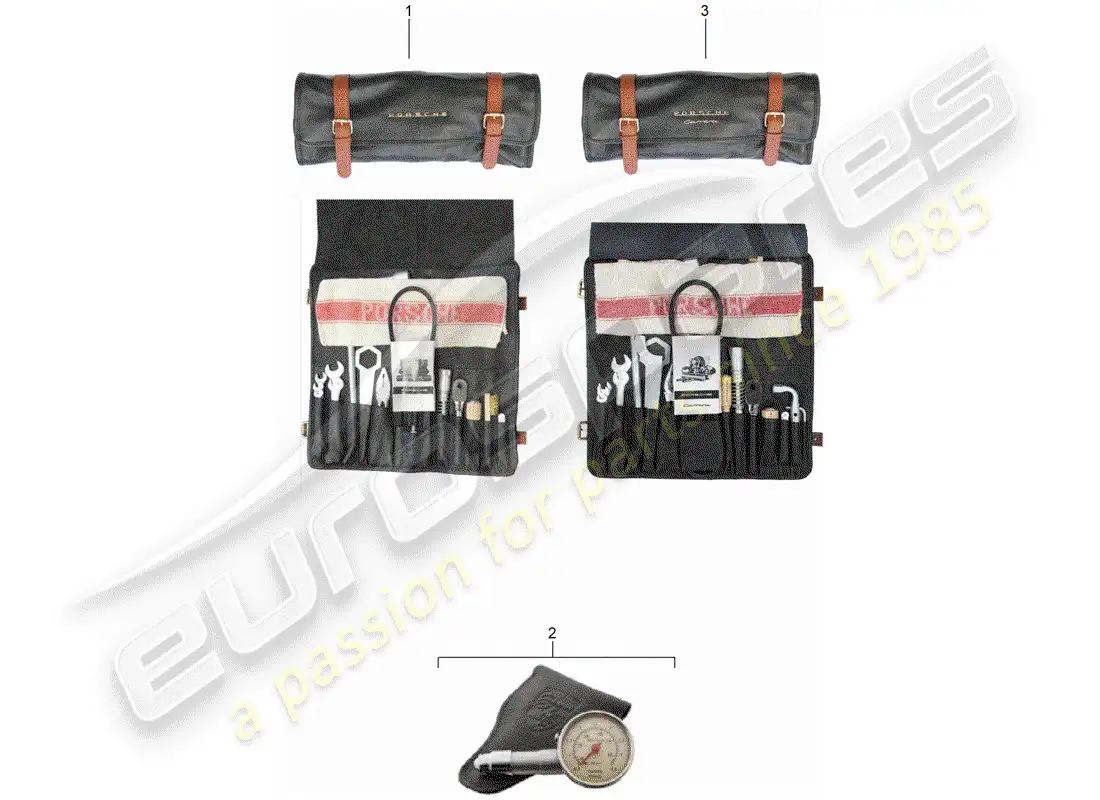 porsche 1952 (356/356a) tool - and - accessories - first aid kit parts diagram