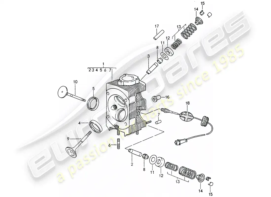 porsche 1994 (993) cylinder head parts diagram