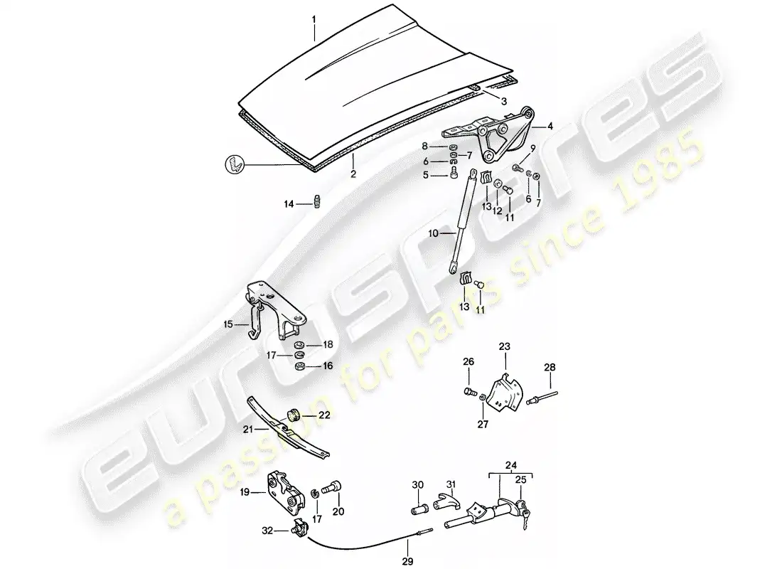 porsche 1988 (911) cover parts diagram