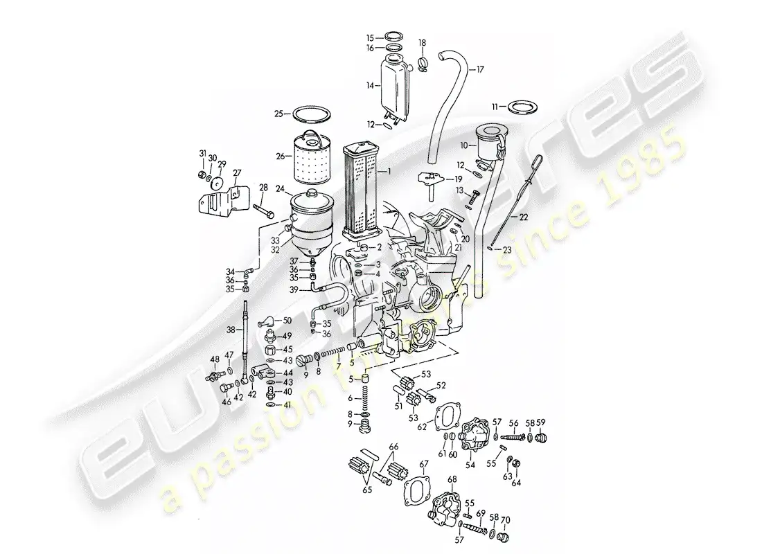 porsche 1964 (356b/356c) engine lubrication parts diagram