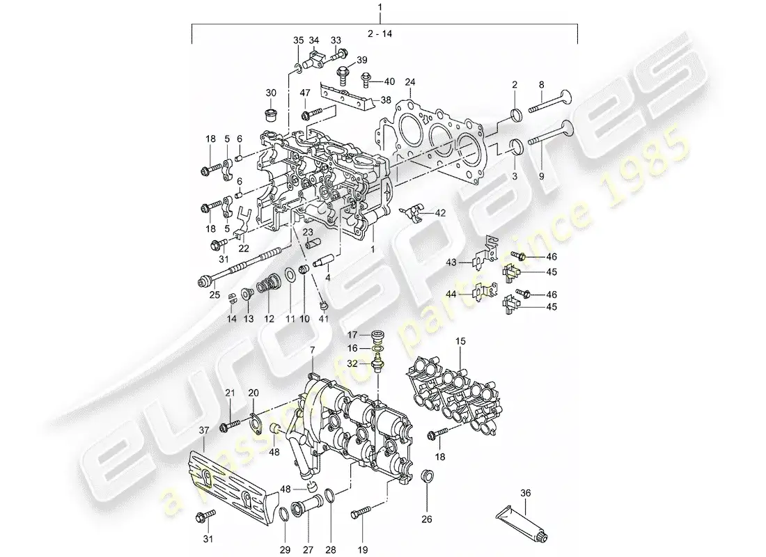 porsche 2003 (996) cylinder head - d >> - mj 2001 parts diagram