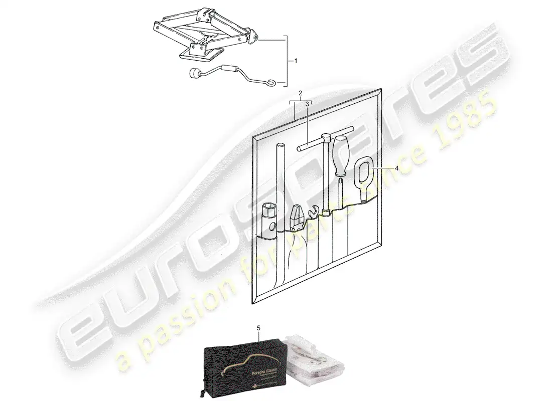 porsche 1988 (924s) accessories - tool - first aid kit parts diagram