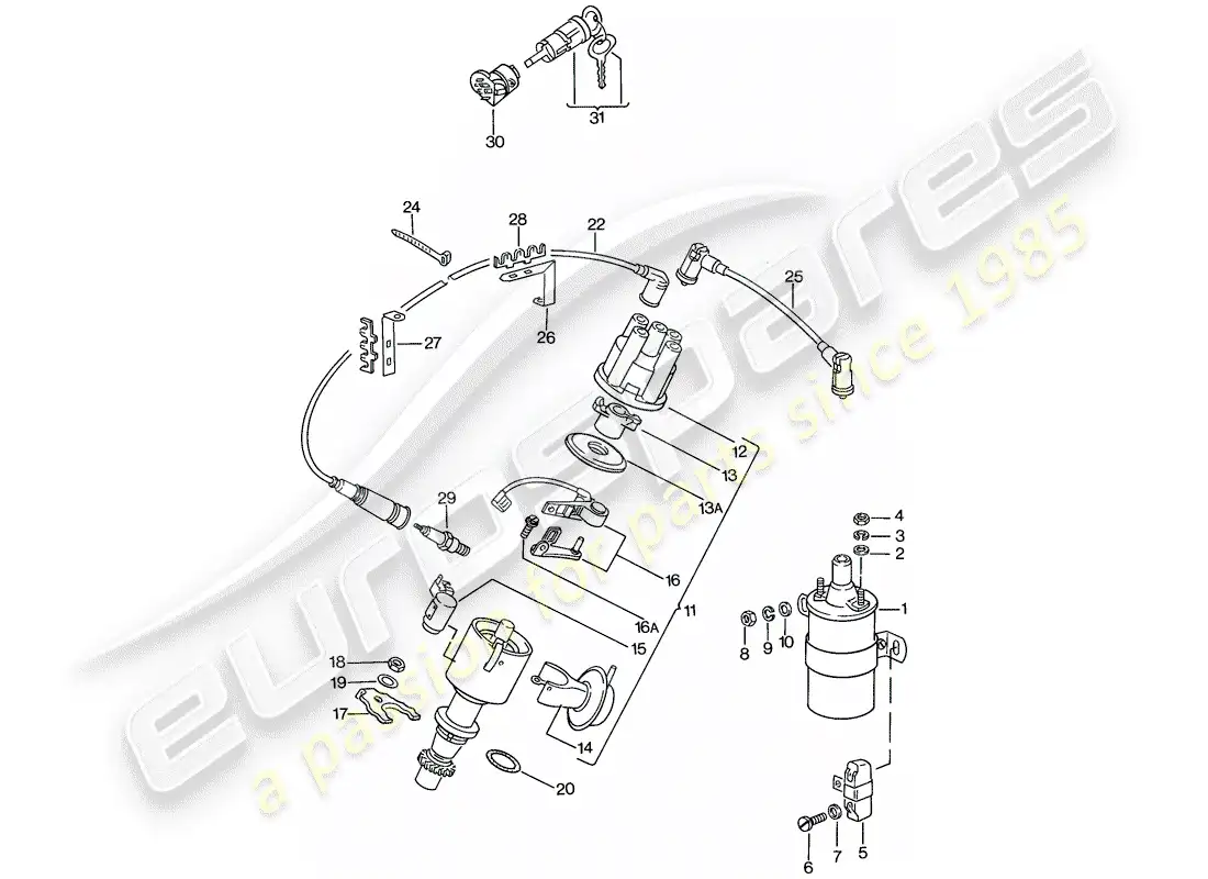 porsche 1979 (924) engine electrics 1 parts diagram