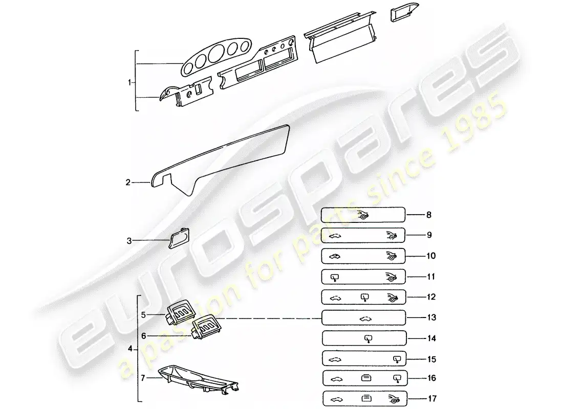 porsche 2009 (tequipment) passenger compartment parts diagram
