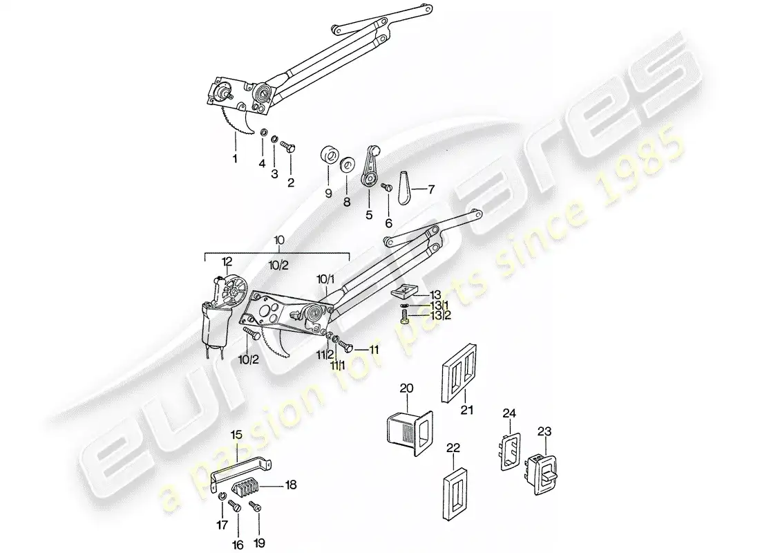 porsche 1976 (911) window regulator parts diagram