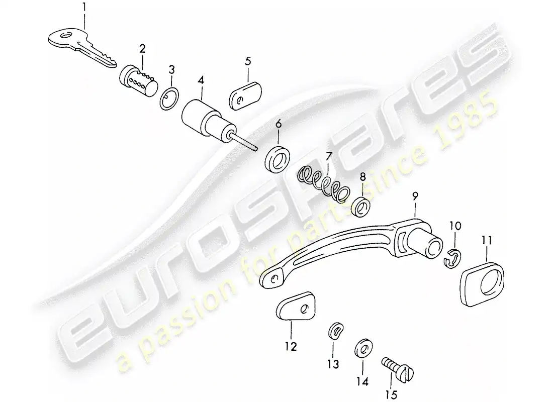 porsche 1963 (356b/356c) door handle, outer - and - single parts parts diagram