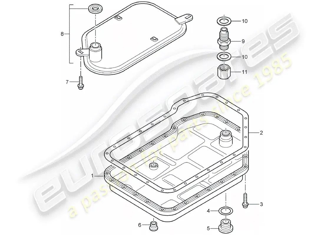 porsche 2002 (996) tiptronic - oil filter - oil pan - d >> - mj 2001 part diagram