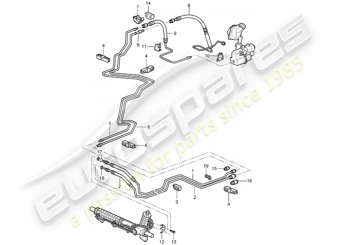 porsche 2002 (996) power steering - hydraulic line - f >> 99-4s630 356 - f >> 99-4s603 928 - f >> 99-4s642 725 part diagram
