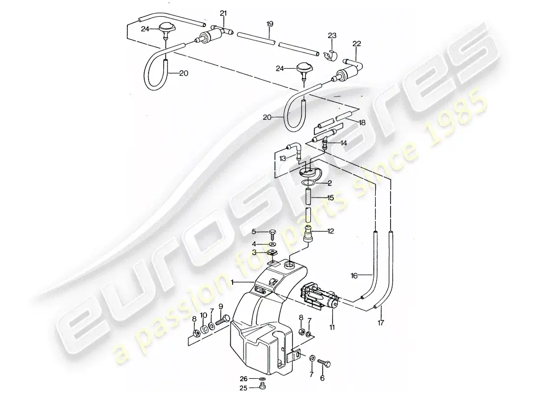porsche 1987 (924s) windshield washer unit parts diagram