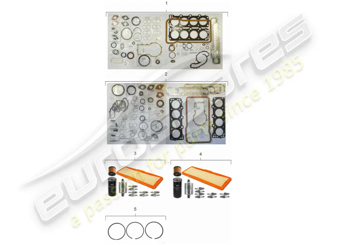 porsche 1981 (928) maintenance set - gasket set - repair kit parts diagram