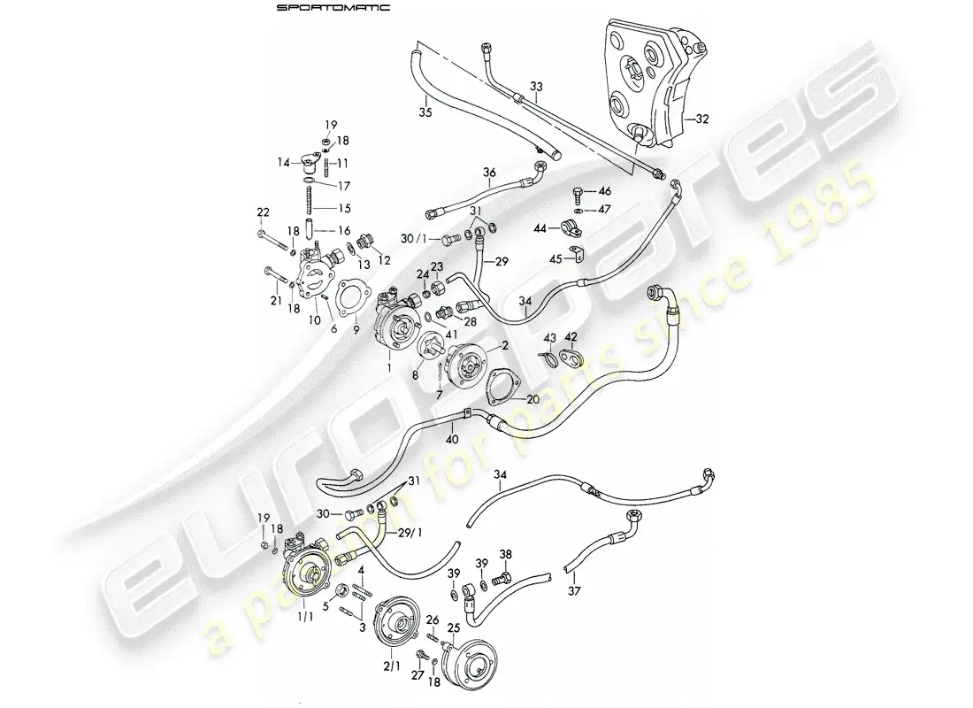 porsche 1973 (911) oil supply - for - torque converter - sportomatic - d - mj 1972>> - mj 1972 parts diagram