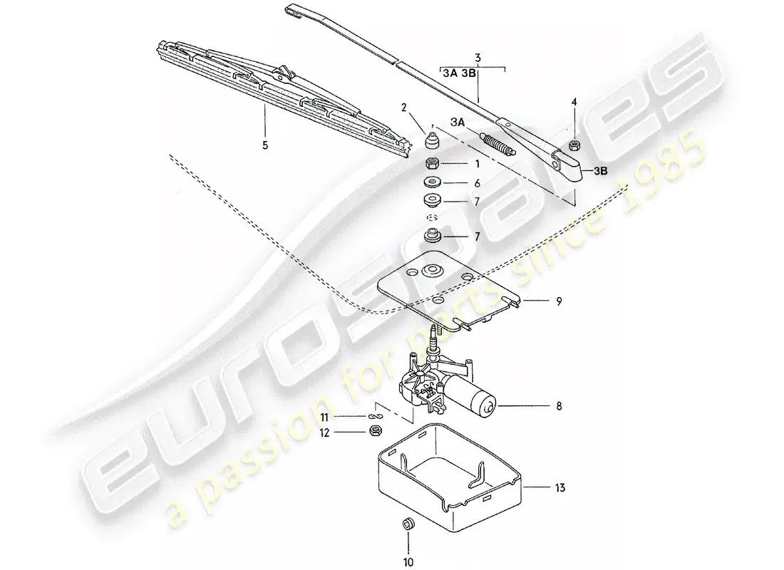 porsche 1980 (924) rear window wiper parts diagram