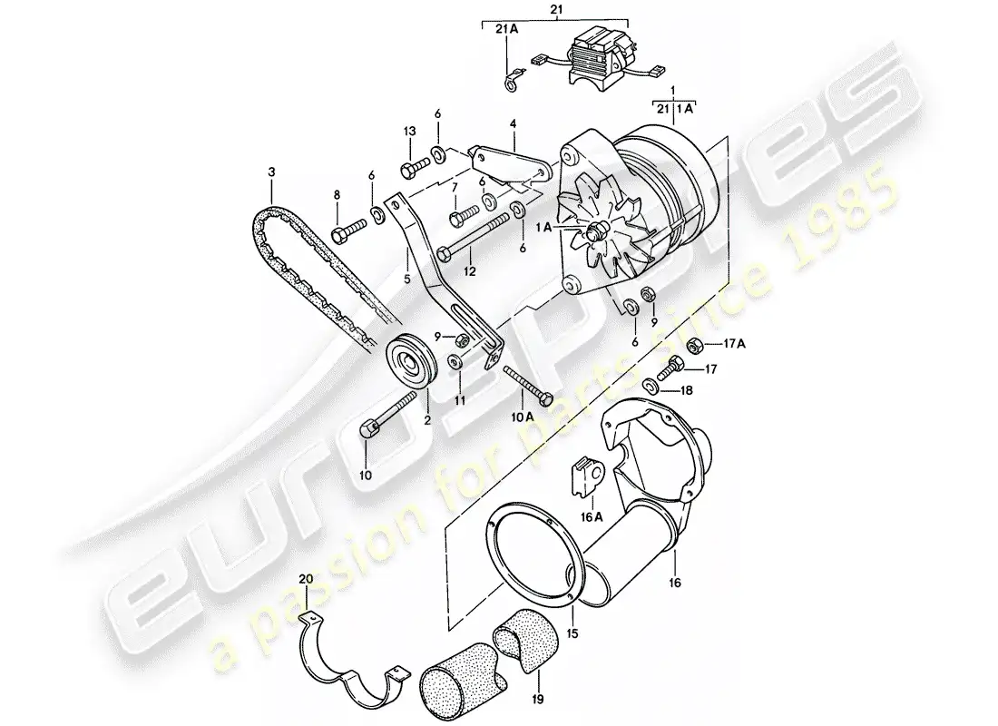 porsche 1981 (928) alternator parts diagram