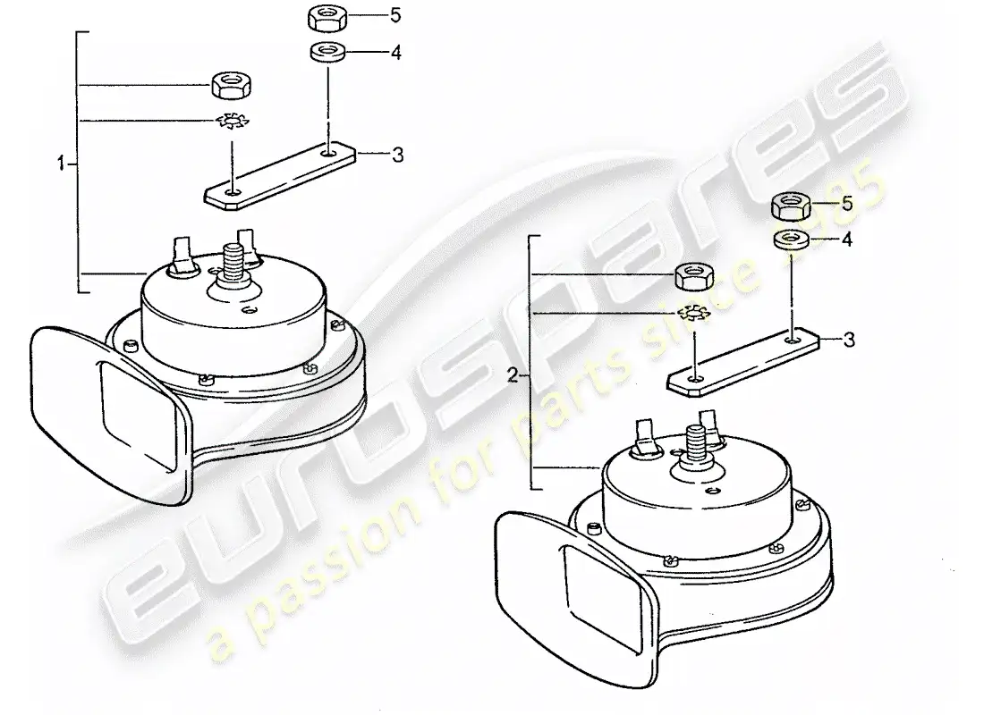 porsche 1989 (928) fanfare horn parts diagram