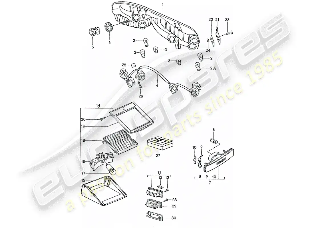 porsche 1991 (928) rear light parts diagram