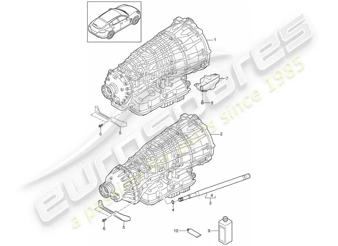 porsche 2012 (panamera 970) 7-speed dual clutch gearbox parts diagram
