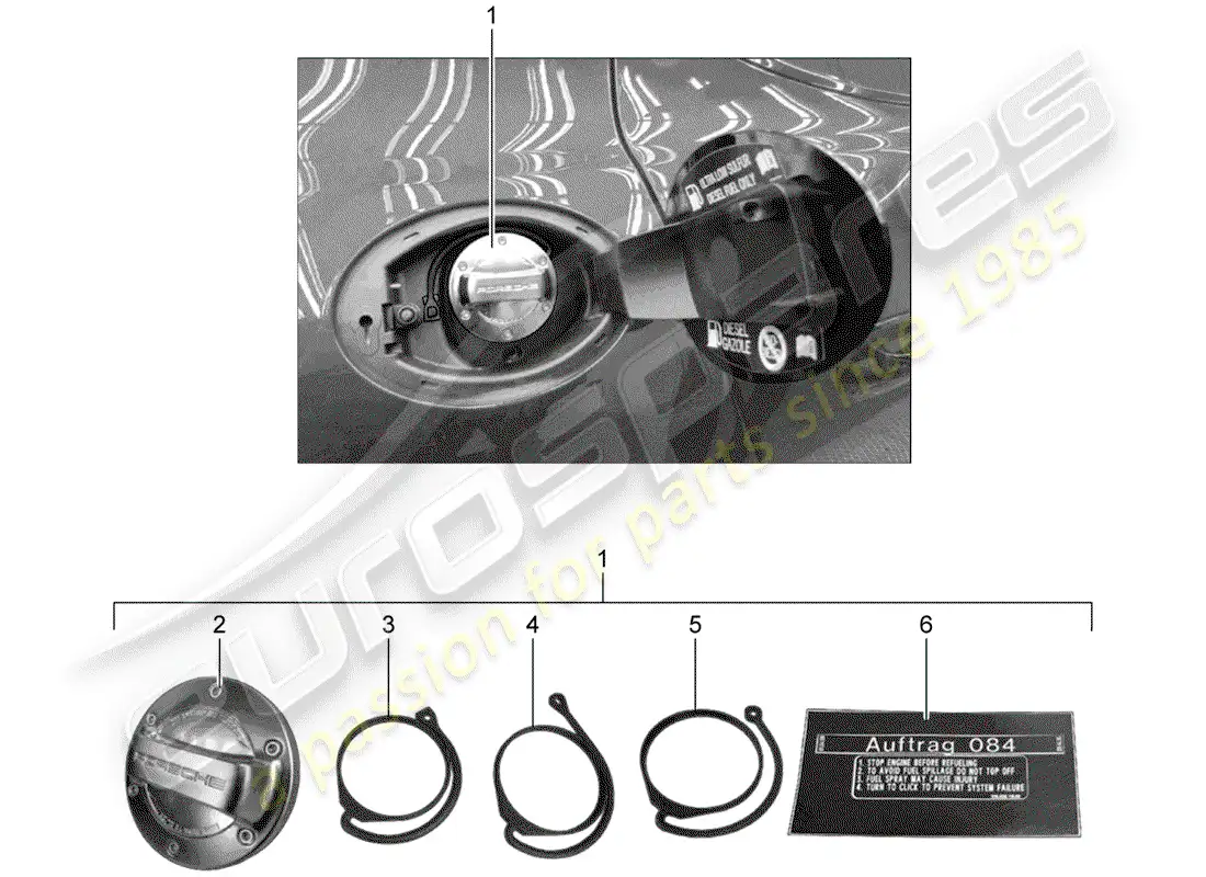 porsche 2018 (tequipment panamera) cap with retaining strap for parts diagram