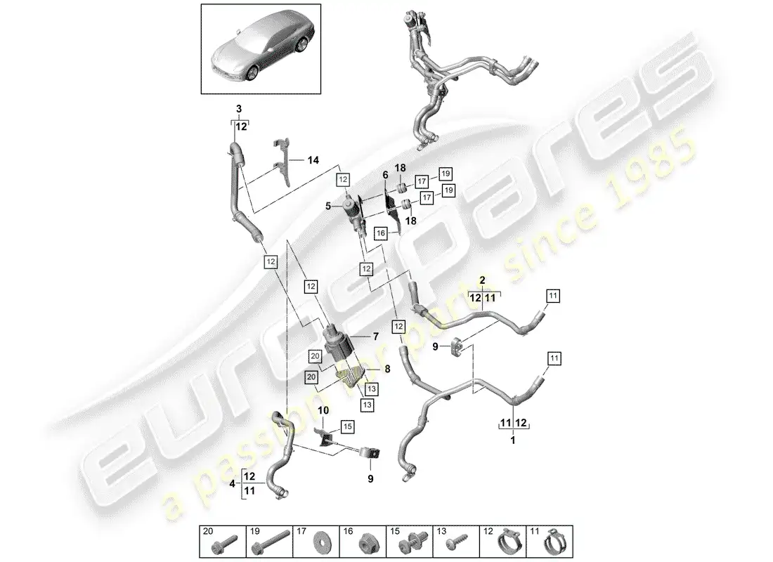 porsche 2019 (panamera 971-1) heater parts diagram